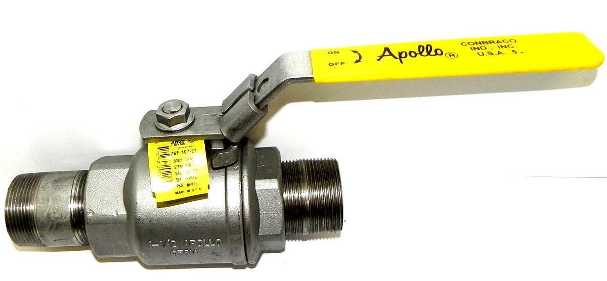 Used APOLLO 76F-107-27 BALL VALVE BODY: CF8M STEM: 316 S.S. 1-1/2''
