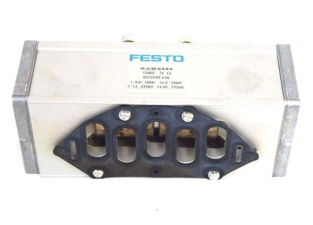 Used NIB FESTO 12463 PNEUMATIC VALVE VL-5/3G-3/4-D-4