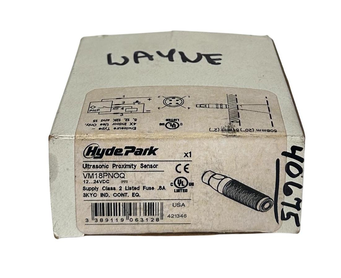 Used HYDE PARK VM18PNOQ ULTRASONIC PROXIMITY SENSOR 12-24VDC NSMP