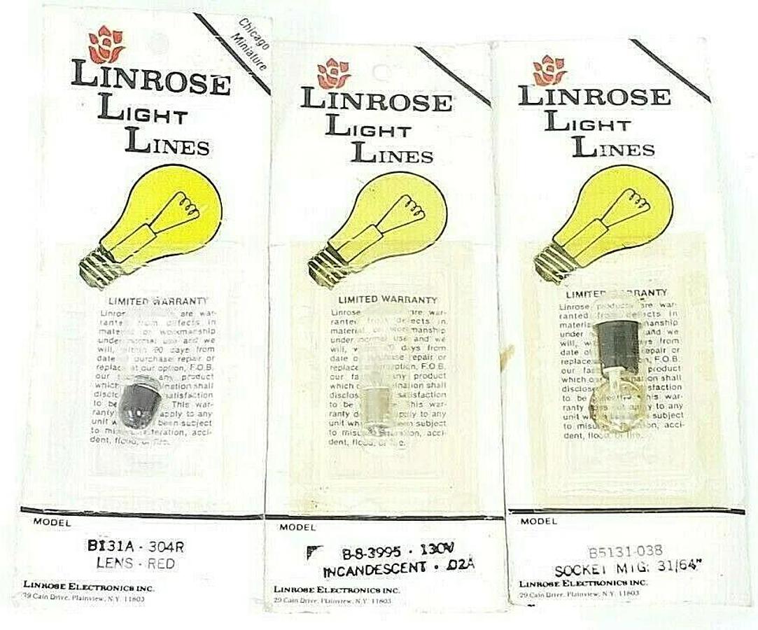 LOT OF 3 NEW CHICAGO MINIATURE LINROSE LIGHT LINES B-8-3995 / B5131-038 / B131A