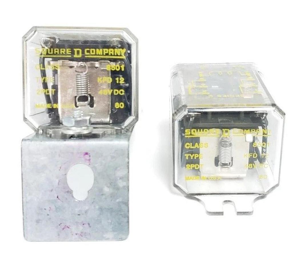Used LOT OF 2 SQUARE D 8501-KFD-12 RELAYS 48VDC, 2PDT, DPDT-10A, SER C, 8501KFD12