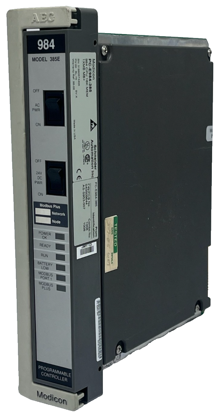 Used Schneider Electric Modicon PC-E984-385 984 CPU 16K Memory MB/MB+ Controller