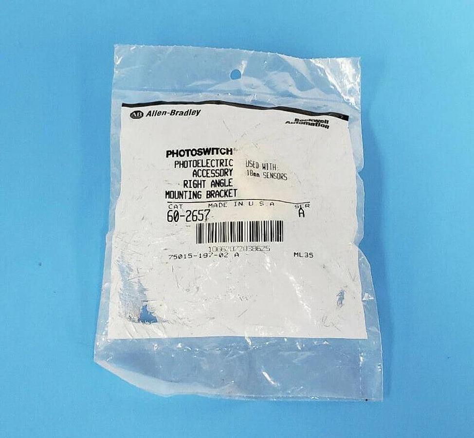 Used NEW ALLEN-BRADLEY 60-2657 SER. A PHOTOELECTRIC RIGHT ANGLE MOUNTING BRACKET