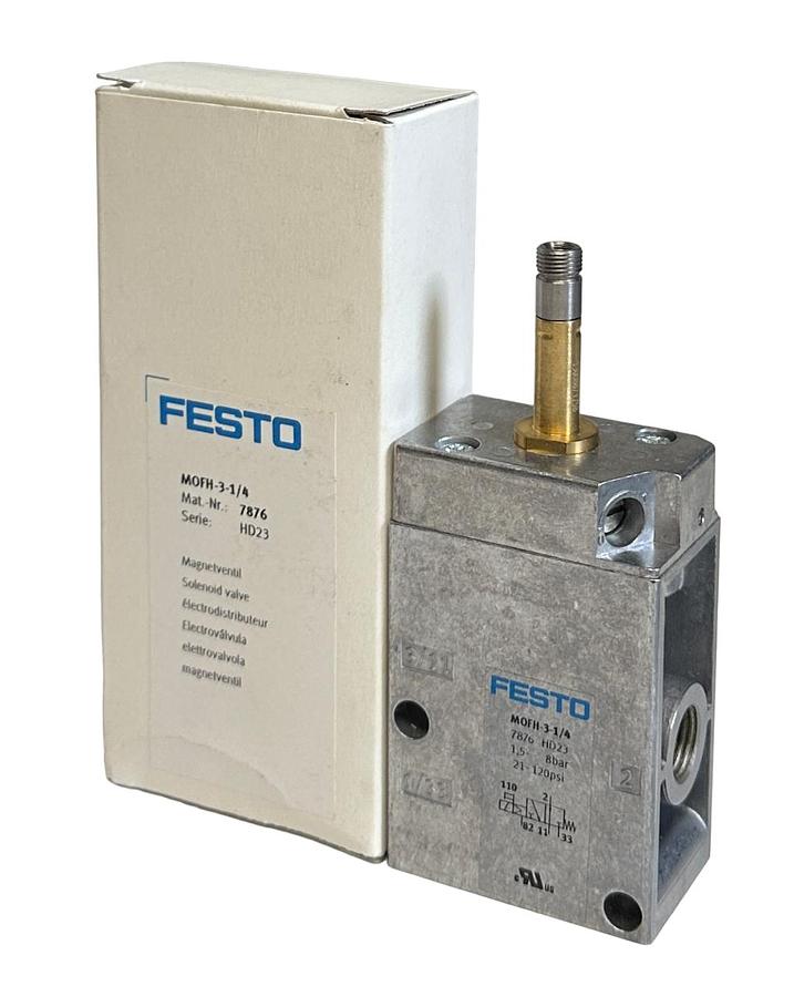 Used NEW FESTO MOFH-3-1/4 / 7876 PILOT OPERATED SOLENOID VALVE 3/2 SINGLE NSMP