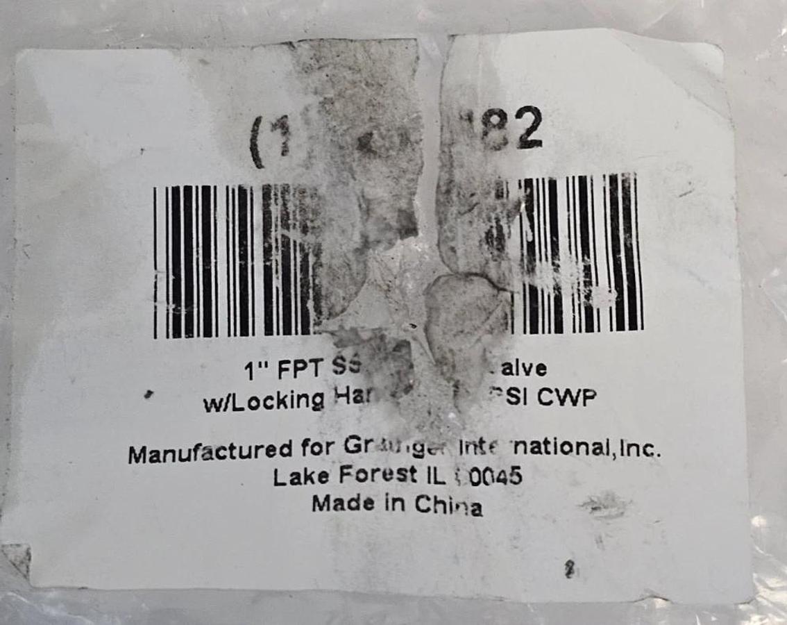 NEW MIDWEST CONTROL CF8M W2012 1'' FPT SS W/ LOCKING HANDLE
