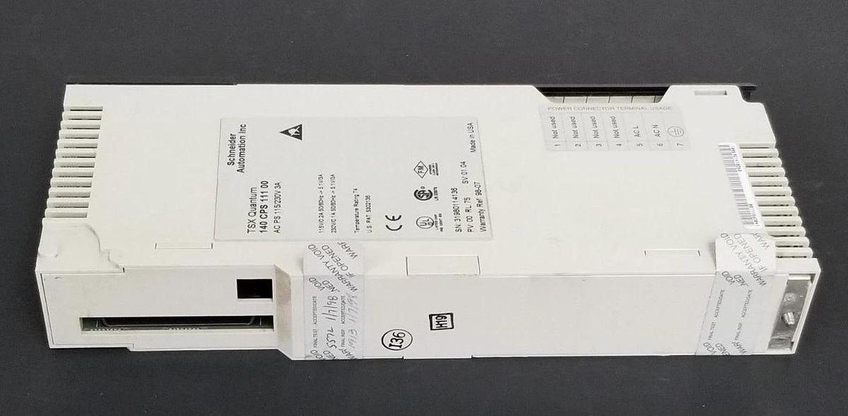 Used SCHNEIDER AUTOMATION 140 CPS 111 00 POWER SUPPLY 115/230V 3A PV: 00 RL: 75