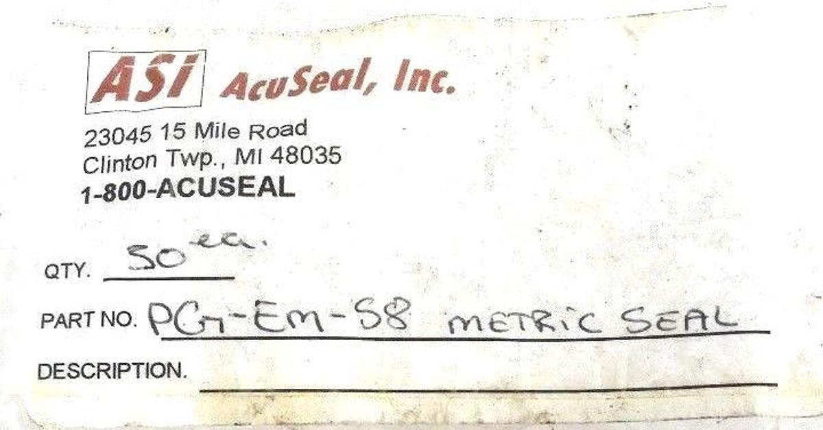 LOT OF 19 NEW ASI ACUSEAL PG-EM-58 METRIC SEAL PG-EM-S8
