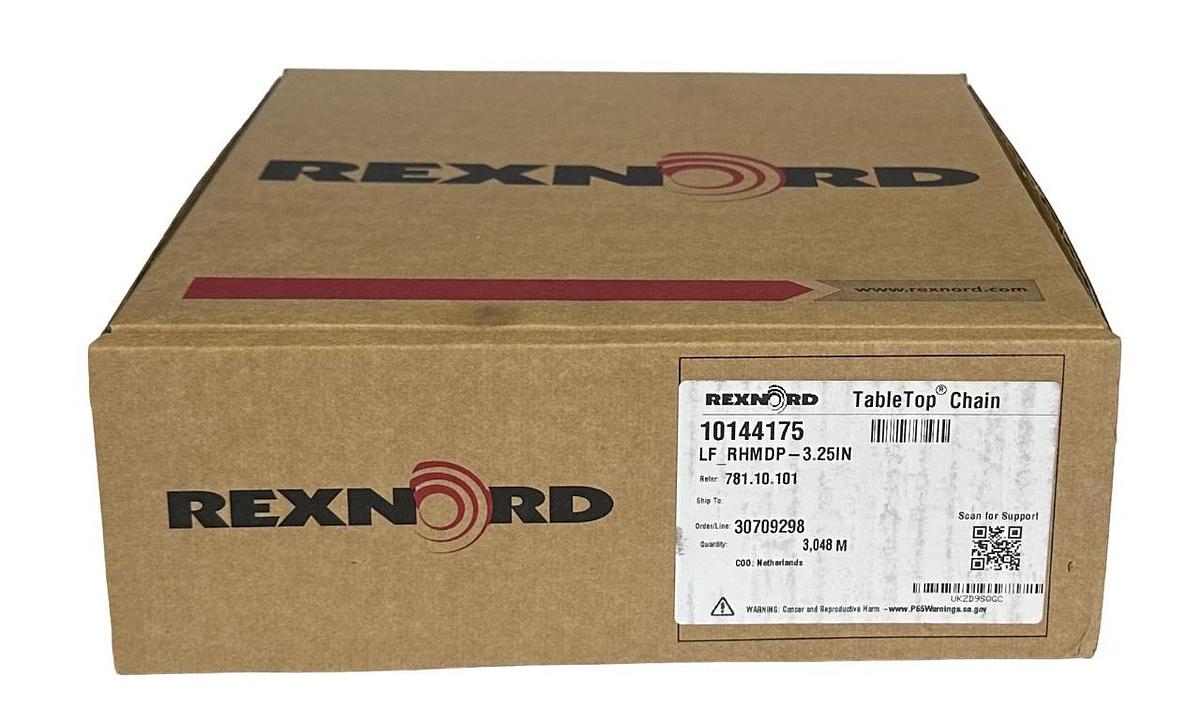 NEW REXNORD 10144175 LF RHMDP TableTop CHAIN 3.25'' x 3.048M (10FT) 781.10.101