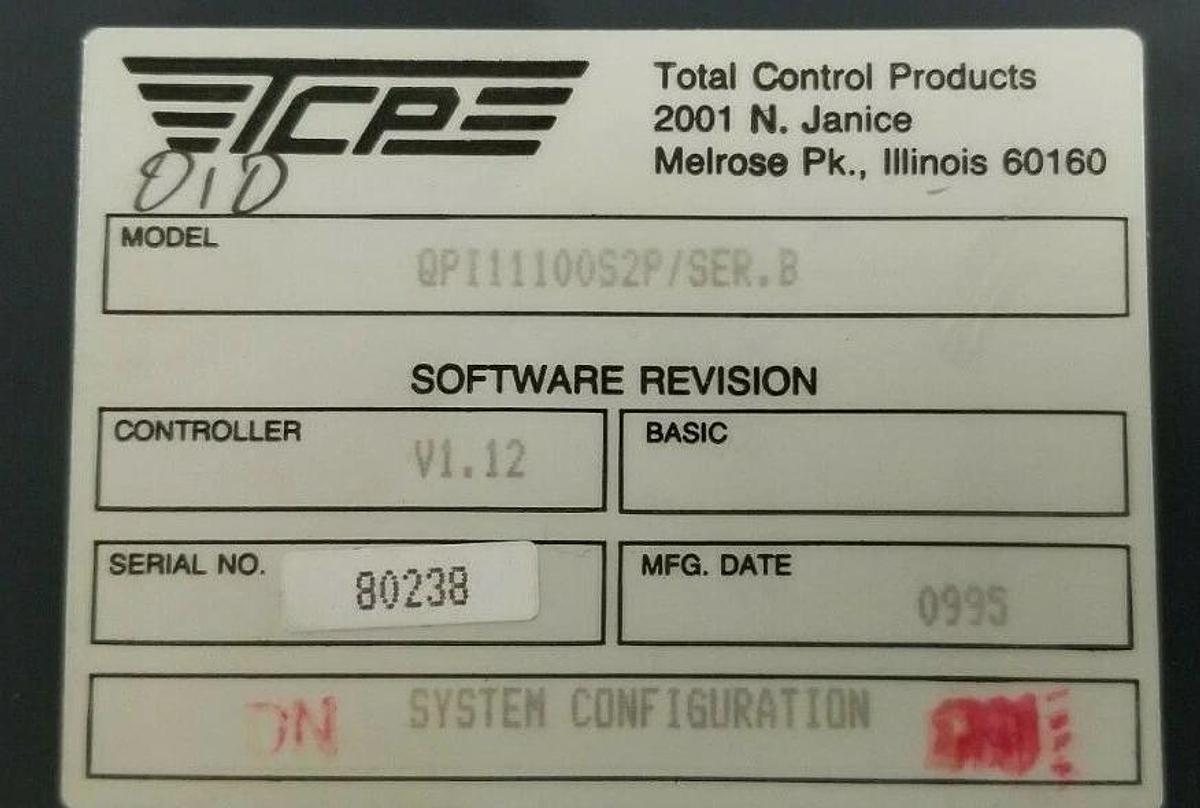 Used TOTAL CONTROL QPI11100S2P QUICKPANEL 10.4'' V1.12 W/ QPI-ABD-001 SER. B