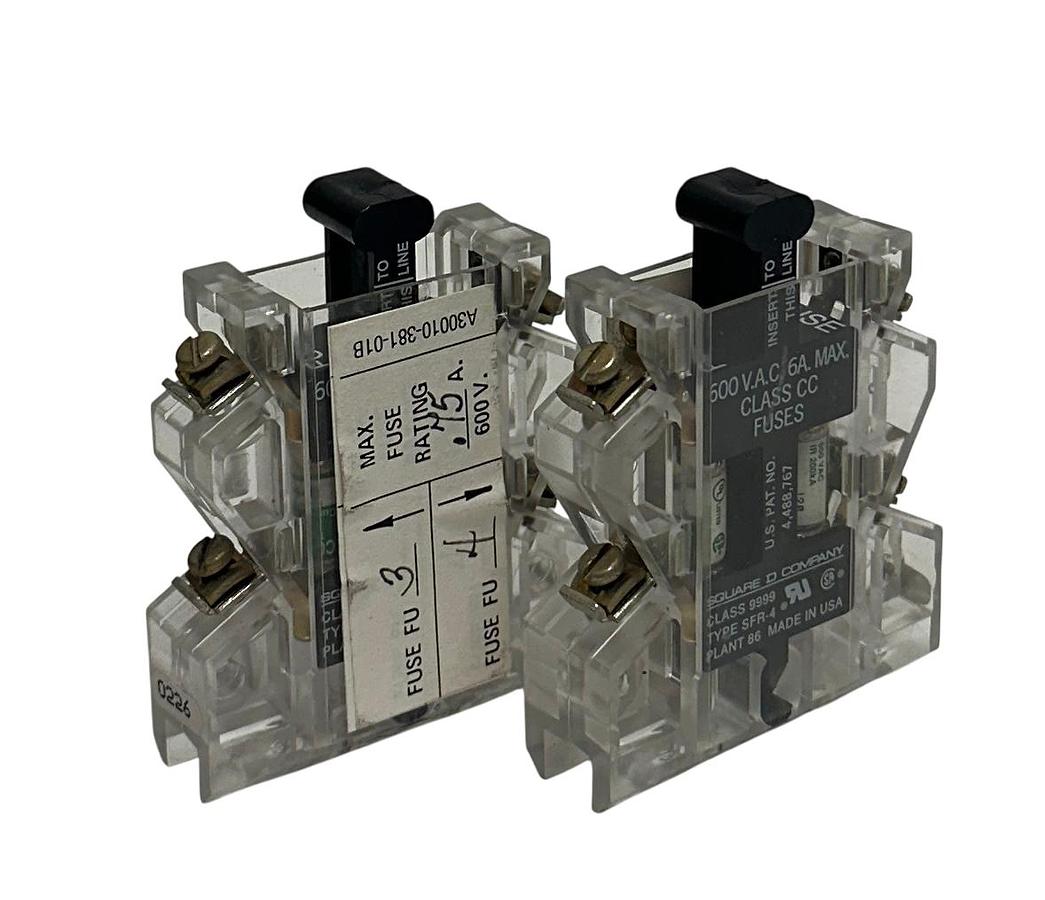 Used 2 SQUARE D A300110-381-01B / 9999 SFR-4 AUXILIARY FUSE HOLDER 2-FUSE 600VAC USNP