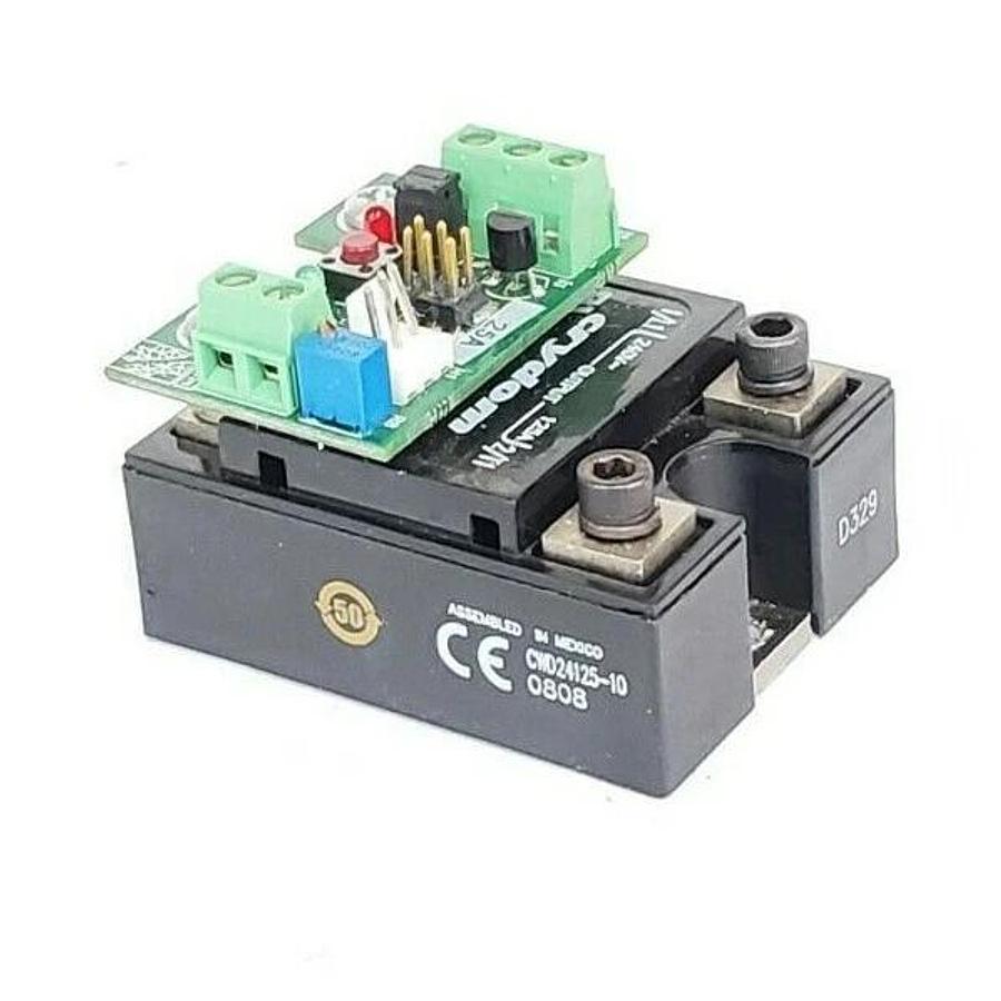 Used CRYDOM CWD24125-10 RELAY W/ ECD 25MW1-682-401C BOARD CWD2412510