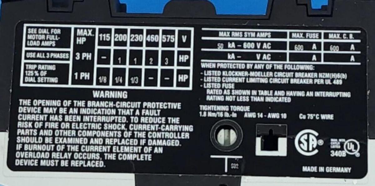 NEW MOELLER PKZM0-4 CIRCUIT BREAKER PKZ SERIES 2.5-4 A