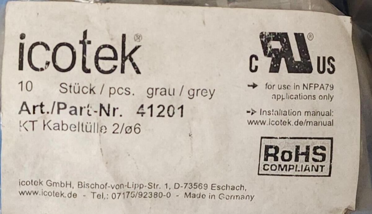 LOT OF 43 NEW ICOTEK 41201 KT 2/Ø6 GREY