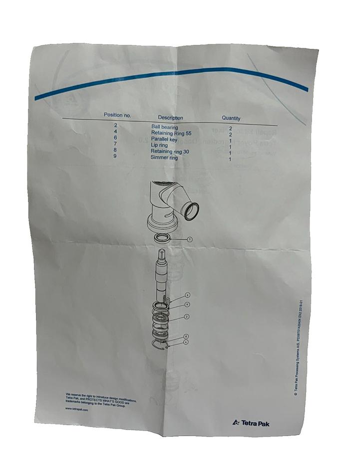 Used Tetra Pak Genuine Spare Parts Ice Cream Solutions 5970148-0088 Mixer Repair Kit