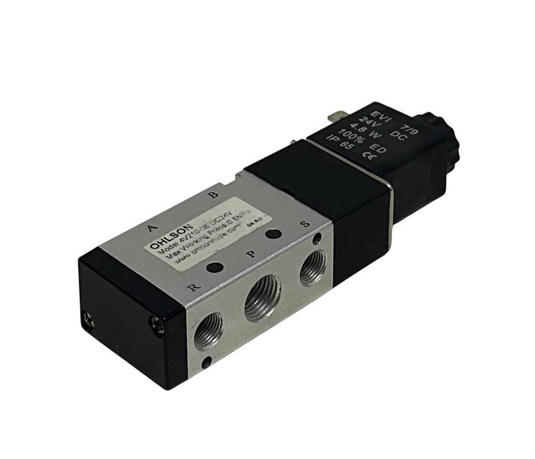 Used OHLSON 4V210-08-DC24V / 4V21008DC24V PNEUMATIC SOLENOID VALVE 0.8MPa 24VDC USNP