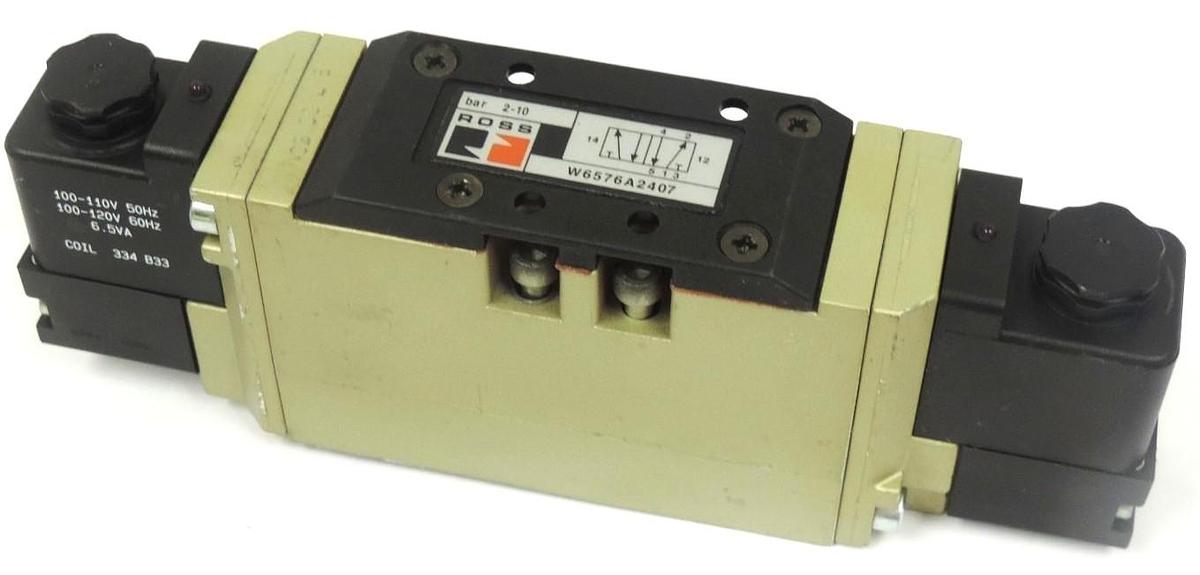 Used ROSS W6576A2407 SOLENOID VALVE 2-10 BAR, WITH 334B33 COILS 6.5VA 334 B33