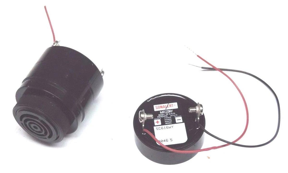 Used MALLORY SC616WY ALARM TRANSDUCER 16VDC, 1.75KHZ, W/ SC616WY HEAD ONLY
