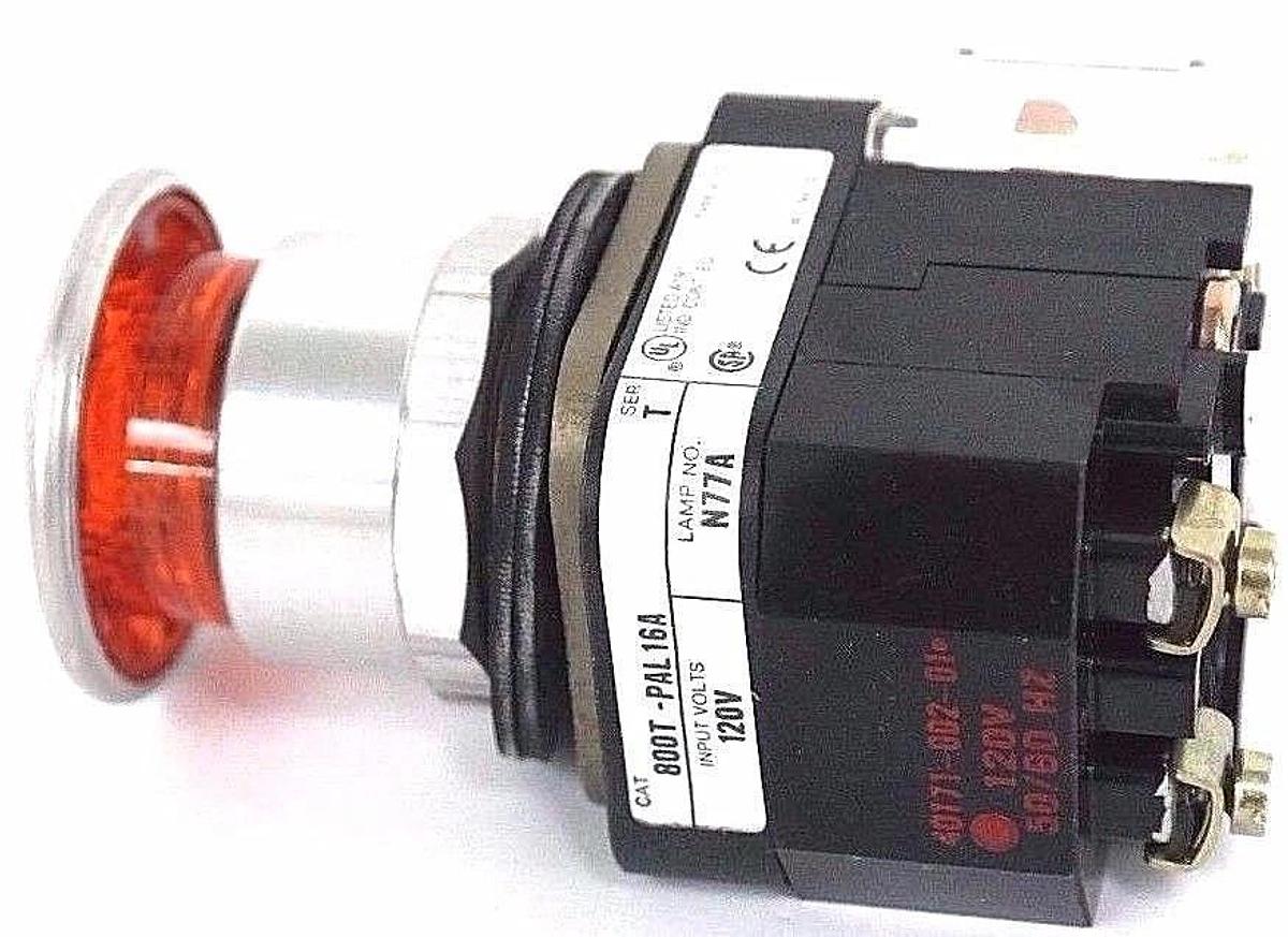 Used ALLEN BRADLEY 800T-PAL16A PUSHBUTTON 800TPAL16A SER. T 120V, 800T-XA1 SER. E