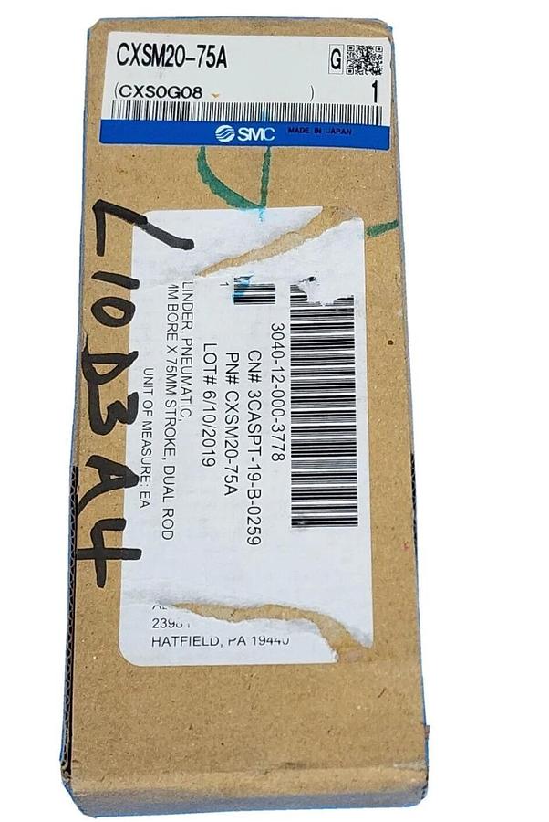 Used NIB SMC CXSM20-75A GUIDED CYLINDER PNUEMATIC DUAL ROD SLIDE BEARING CXSM2075A