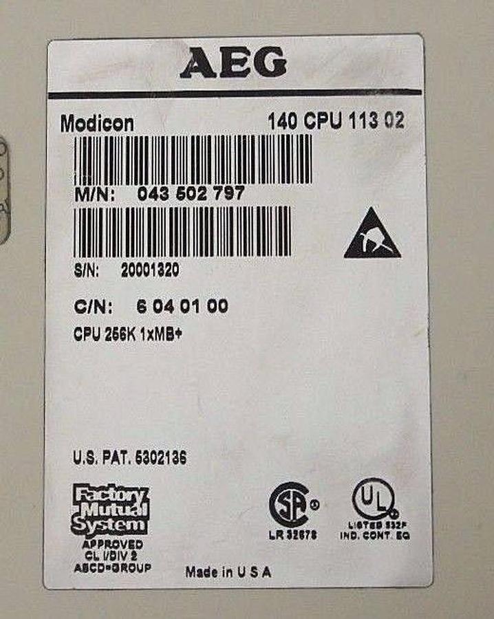 Used AEG 140-CPU-113-02 CPU 256K 1XMB+ USER LOGIC MODULE 140CPU11302