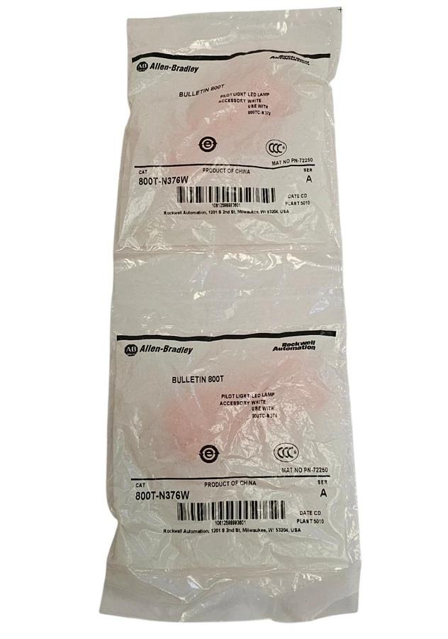 Used LOT OF 2 NEW ALLEN BRADLEY 800T-N376W SER. A PILOT LIGHT LED LAMPS WHITE