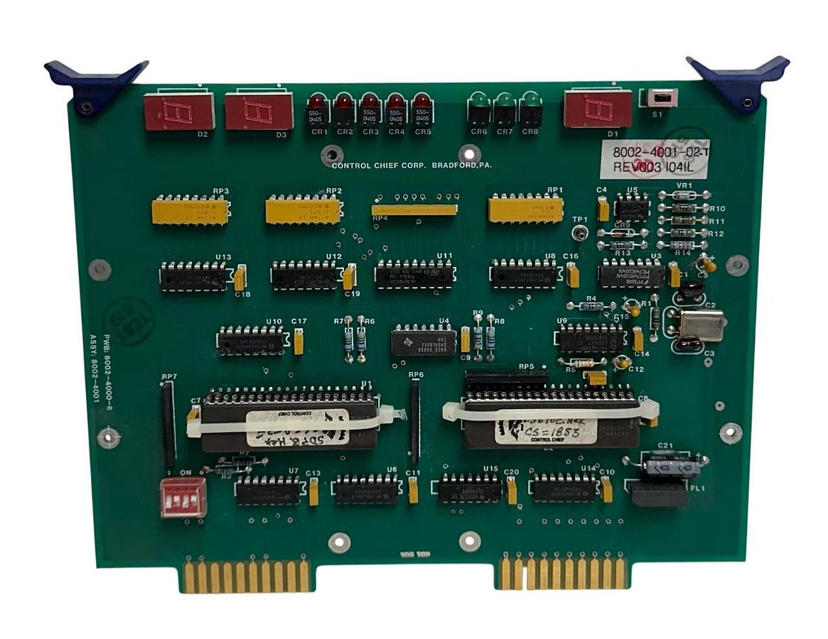 Used CONTROL CHIEF CORP 8002-4001-02-T / 8002-4001 CONTROL BOARD I04IL Rev. 003 USNP