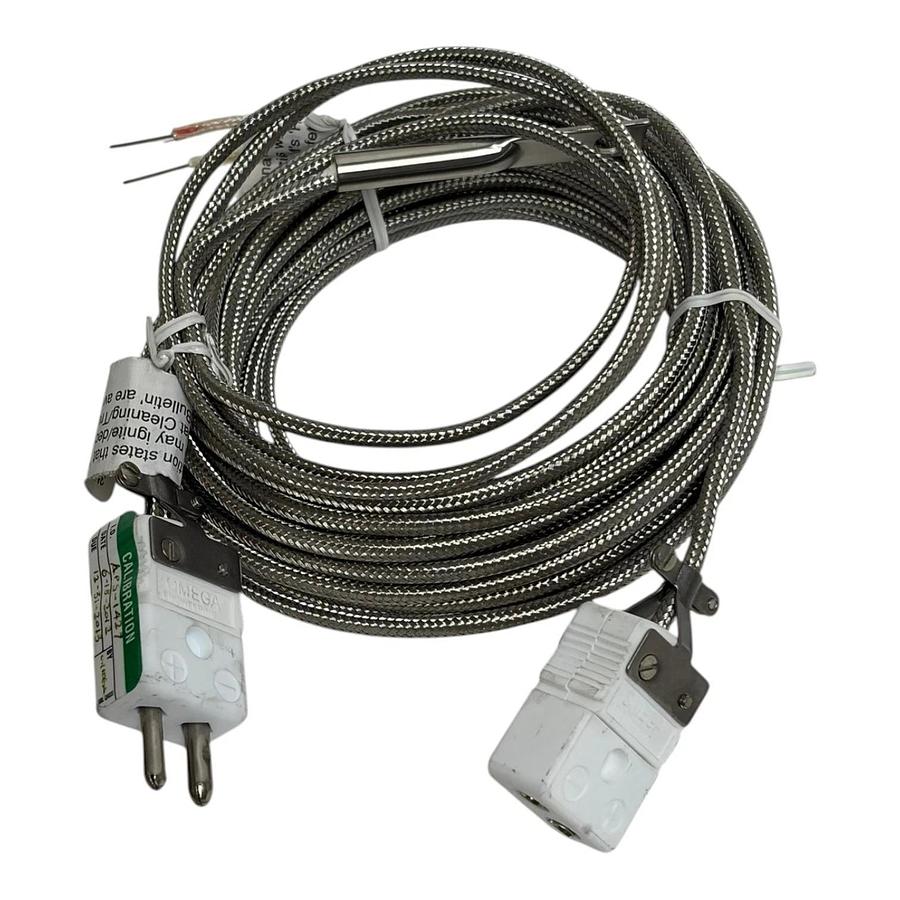 Omega Type K Thermocouple Probe & 25ft Extension Cable Set - New Surplus