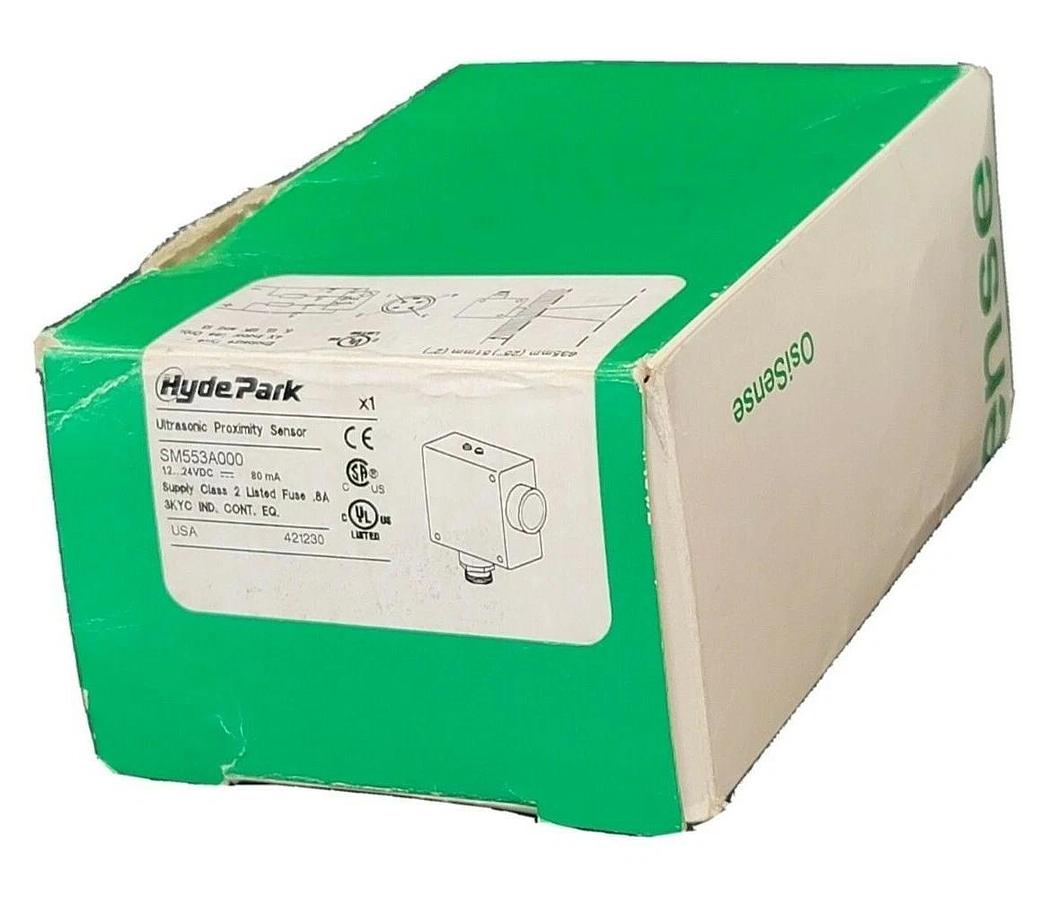 Used NIB SCHNEIDER ELECTRIC HYDE PARK SM553A000 ULTRASONIC PROXIMITY SENSOR