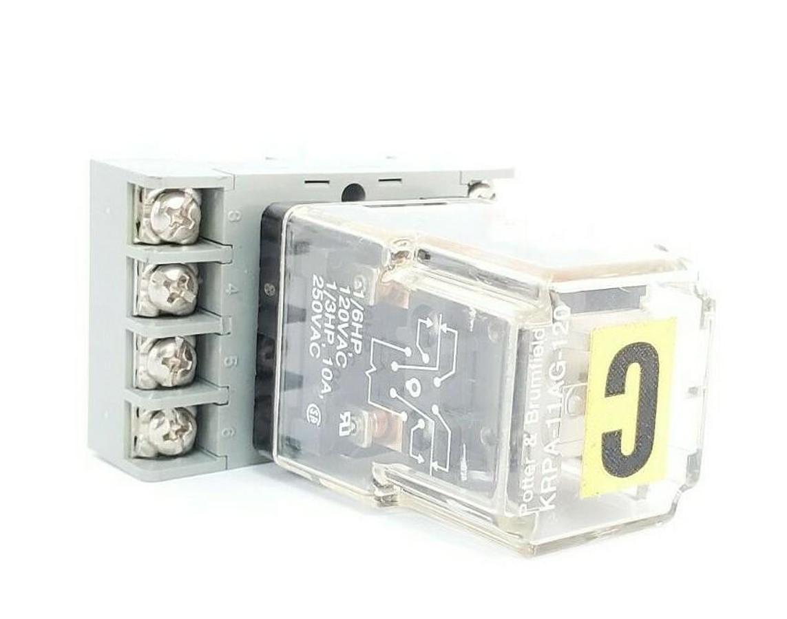 Used POTTER & BRUMFIELD KRPA-11AG-120 RELAY KRPA11AG120, 120V W/ 27E891 SOCKET