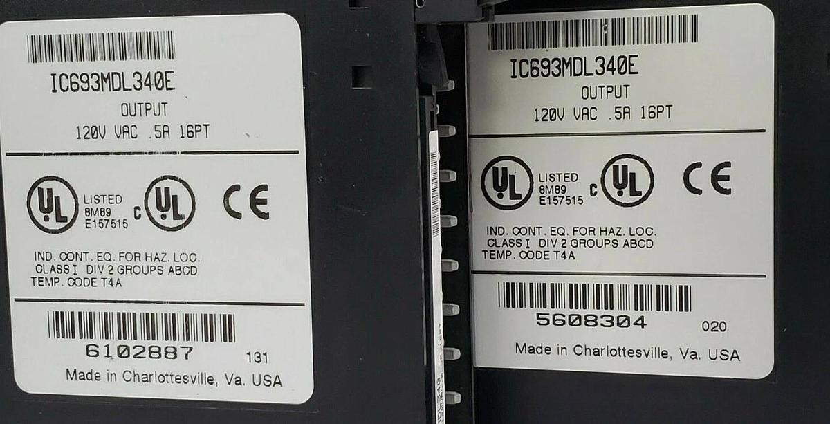 Used LOT OF 2 GE FANUC IC693MDL340E OUTPUT MODULES 120VAC .5A 16PT