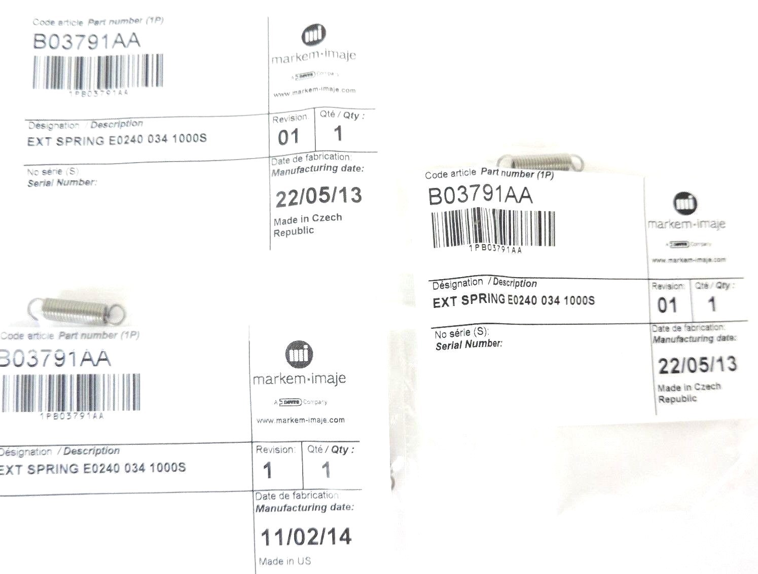 LOT OF 3 NEW MARKEM-IMAJE B03791AA EXT SPRINGS E0240 034 1000S