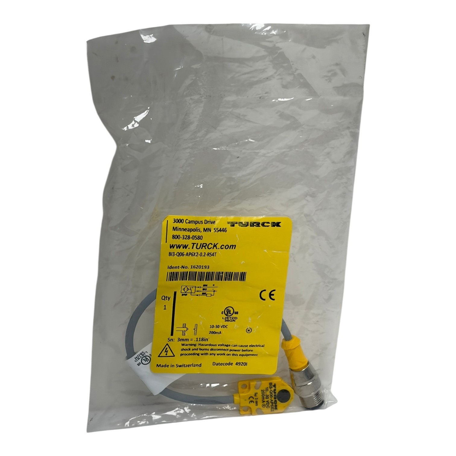 Turck BI3-Q06-AP6X2-0.2-RS4T Inductive Proximity Sensor Switch 1620193  -  NSFS