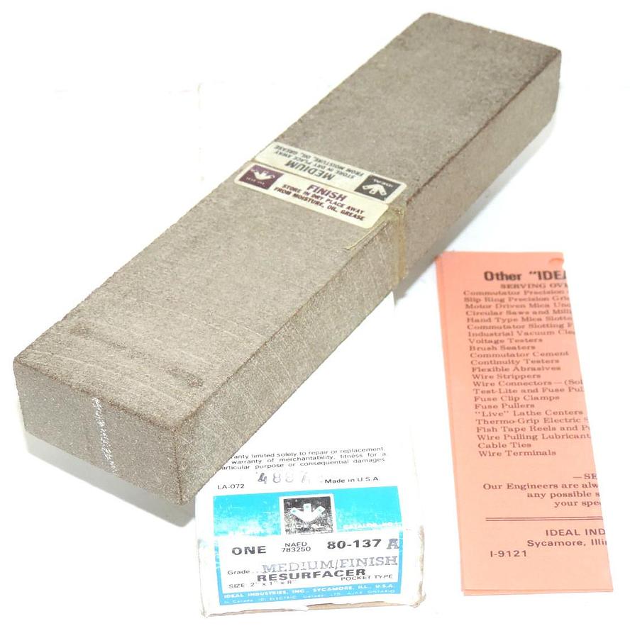 Used NIB IDEAL 80-137A MEDIUM FINISH RESURFACER BLOCK SIZE 2" X 1" X 8" 80137A