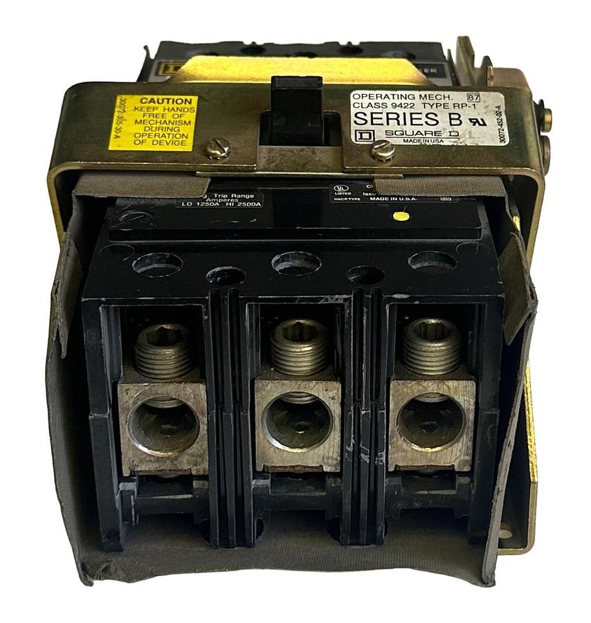 Used SQUARE D KAL36250 THERMAL-MAGNETIC CIRCUIT BREAKER 250A W/ 9422-RP-1 /B MECH