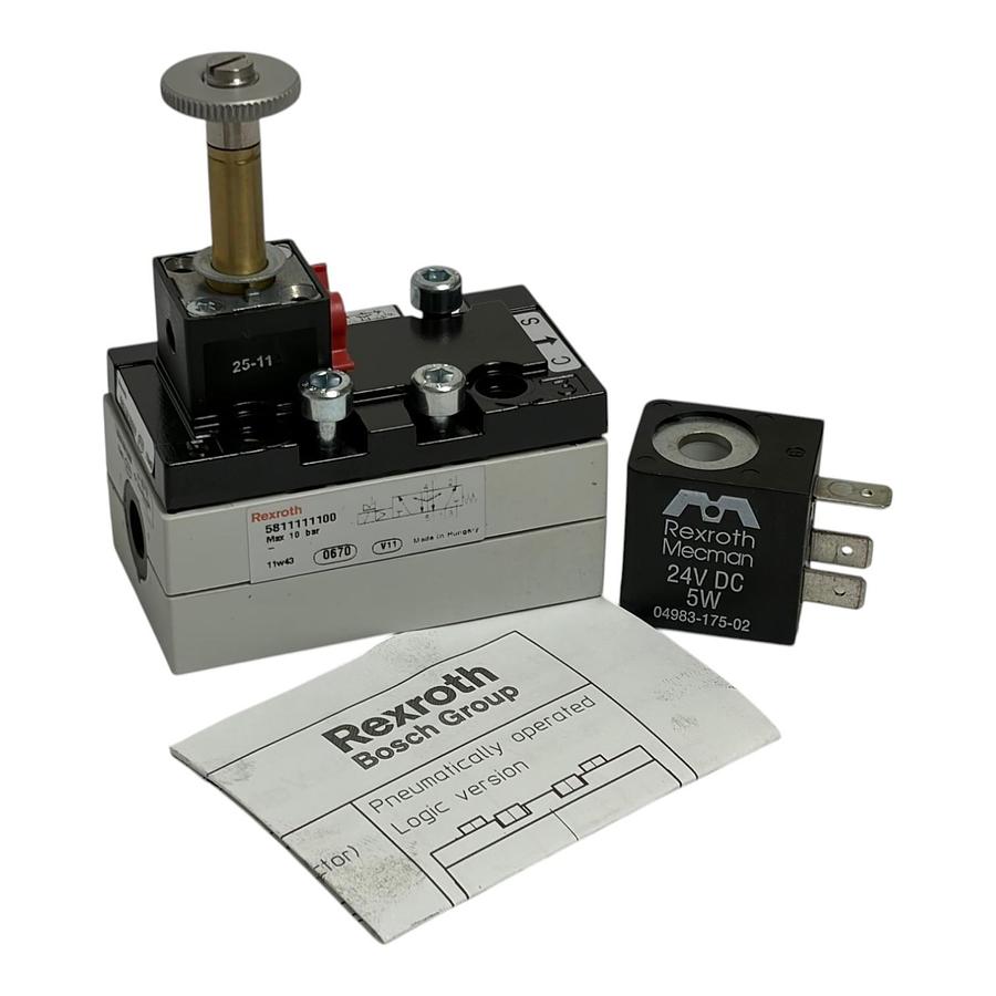 Rexroth Mecman 5811111100 Pneumatic Logic Valve 24VDC 5W 10 Bar New Surplus