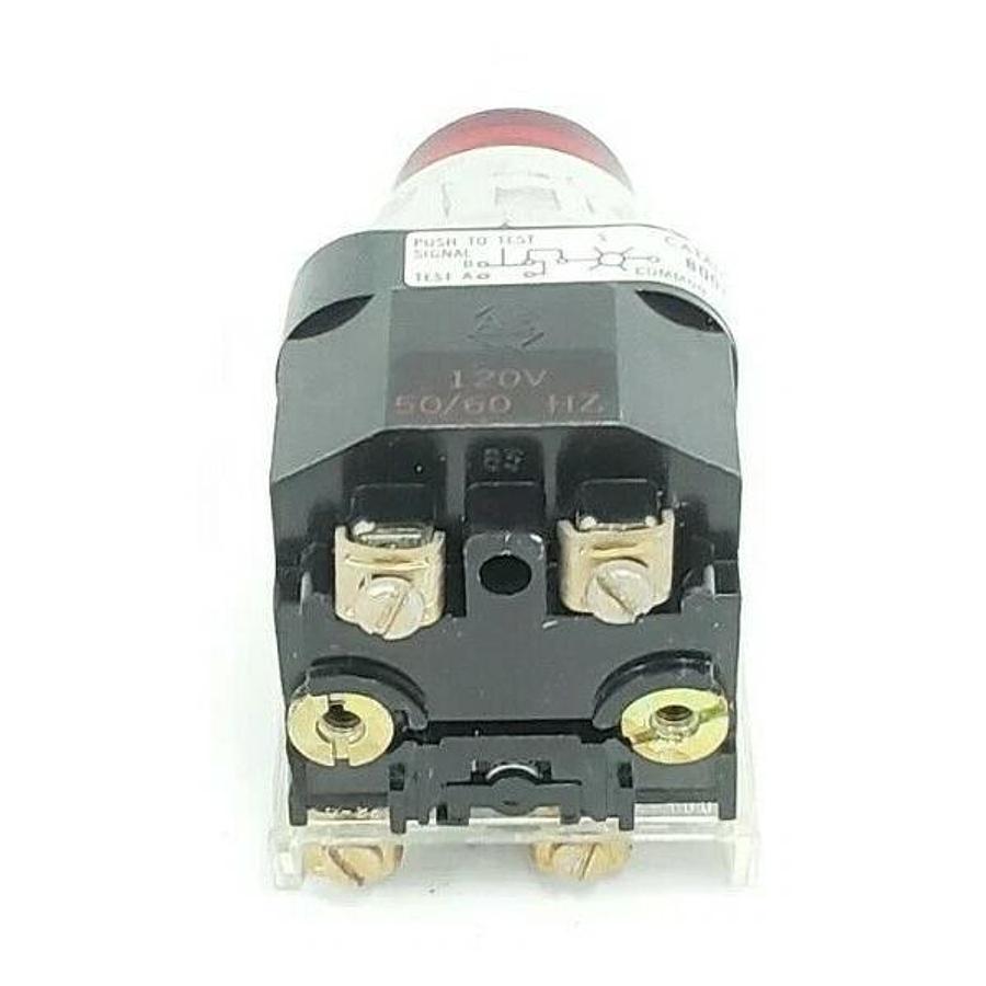 Used ALLEN BRADLEY 800T-PT26 PUSH BUTTON RED LENS SER. N W/ 800T-XA SER. C CONTACT