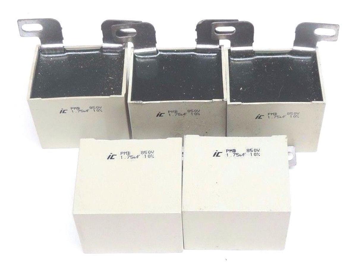 Used LOT OF 5 ICEL PMB-850V CAPICTORS 1.7UF, 10%, PMB850V