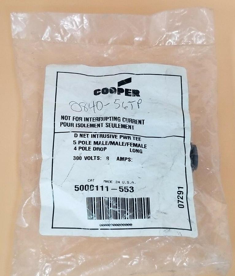 Used NEW COOPER 5000111-553 D-NET INTRUSIVE POWER TEE, 300V, 8A, 5000111553
