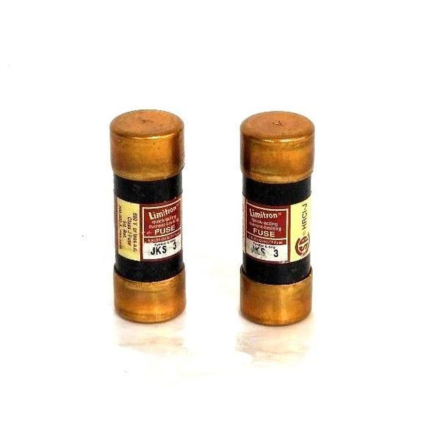 Used LOT OF 2 COOPER BUSSMANN JKS-3 FUSETRON FUSES JKS3 QUICK ACTING