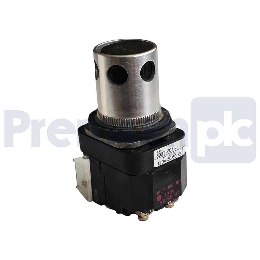 Used ALLEN BRADLEY 800T-PB16 /T 30mm PUSH BUTTON 120V w/GUARD AND GREEN LENS NSNP
