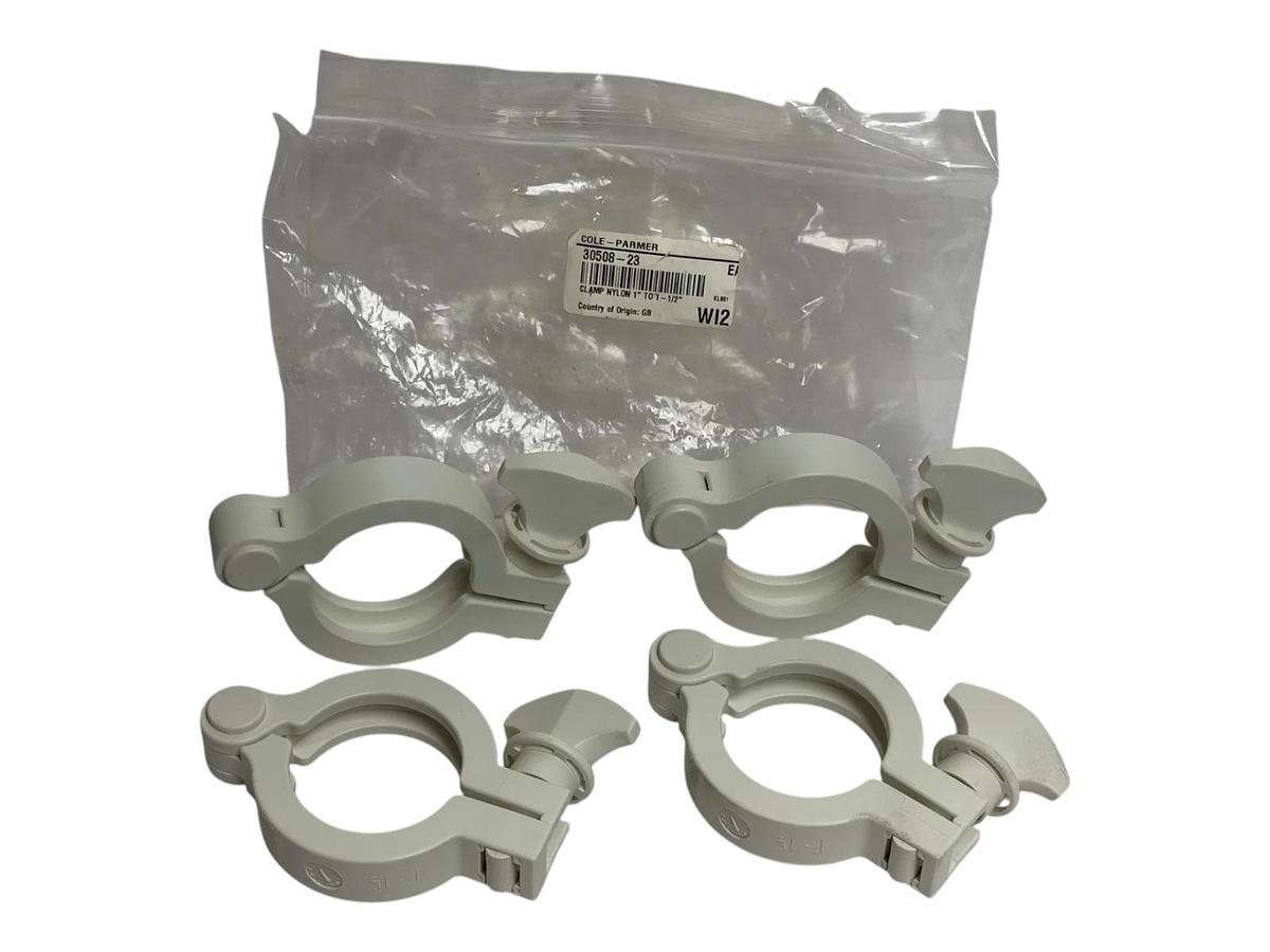 Cole-Parmer 30508-23 Nylon Sanitary Tri-Clamp 1" to 1-1/2" Lot of 4 New