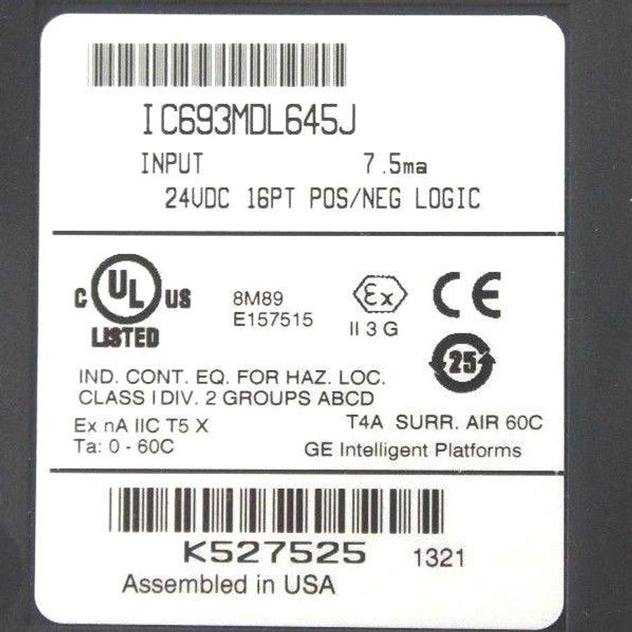 Used GE FANUC IC693MDL645J INPUT 24VDC 16PT POS/NEG LOGIC (MISSING DOOR)
