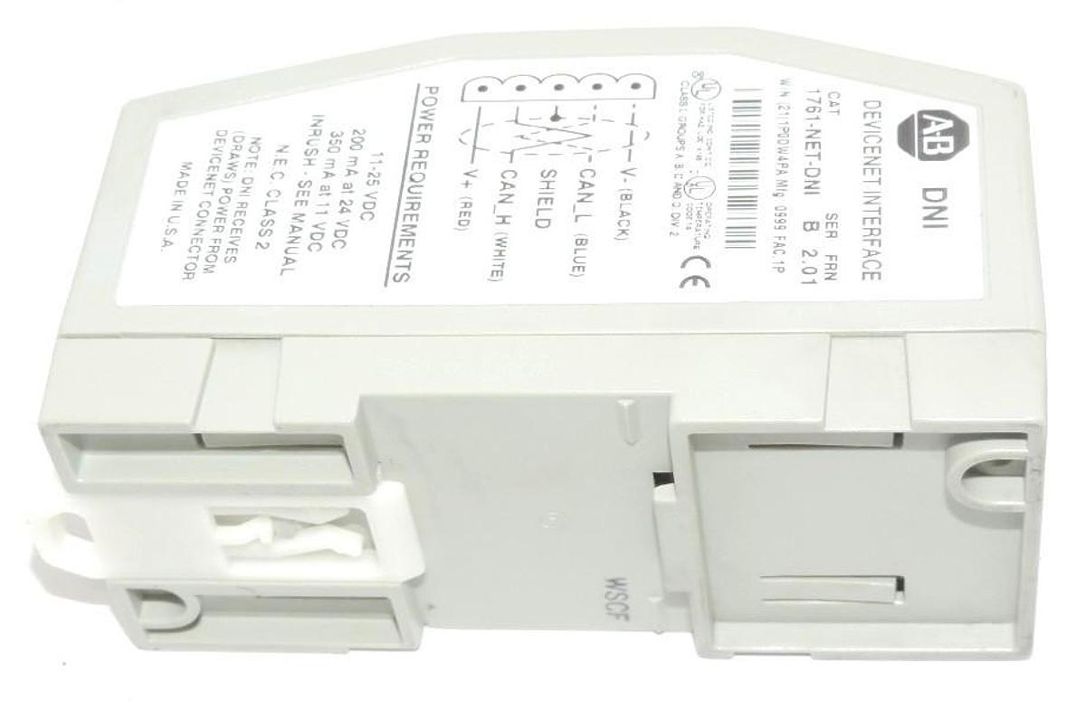 Used ALLEN BRADLEY 1761-NET-DNI DEVICENET INTERFACE 1761NETDNI SER. B FRN: 2.01