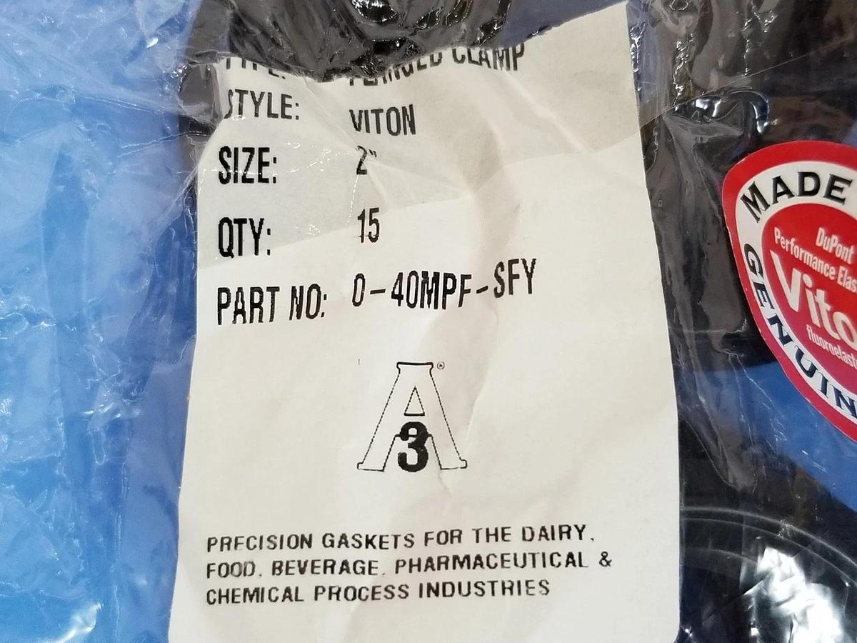 Used LOT OF 15 PURESERVE SYSTEMS A3 P/N: 0-40MPF-SFY FLANGED CLAMP GASKETS 2''