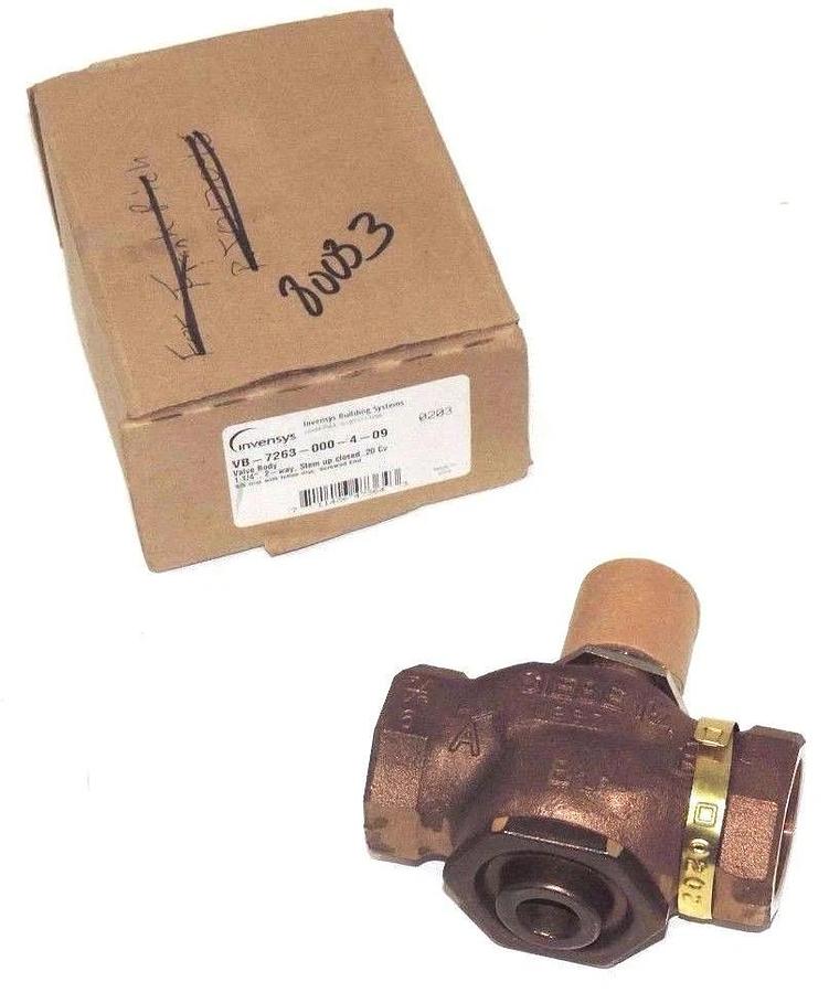 Used NIB INVENSYS VB-7263-000-4-09 VALVE BODY 1-1/4" 2-WAY STEM UP CLOSED 20CV