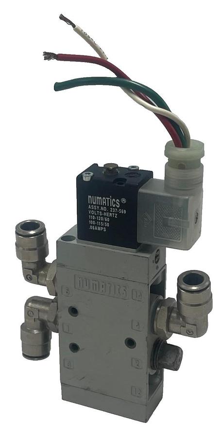 Used NUMATICS L23BA452B Solenoid Valve 24VDC 4-Way 1/4" NPT w/ 237-569 Coil, Canfield