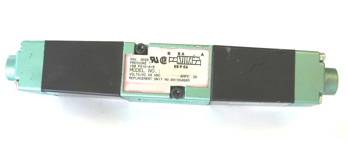 Used NUMATICS 081SS400M SOLENOID VALVE 150PSI 0.26 AMP WITH 225-285B COILS 6.3 WATTS