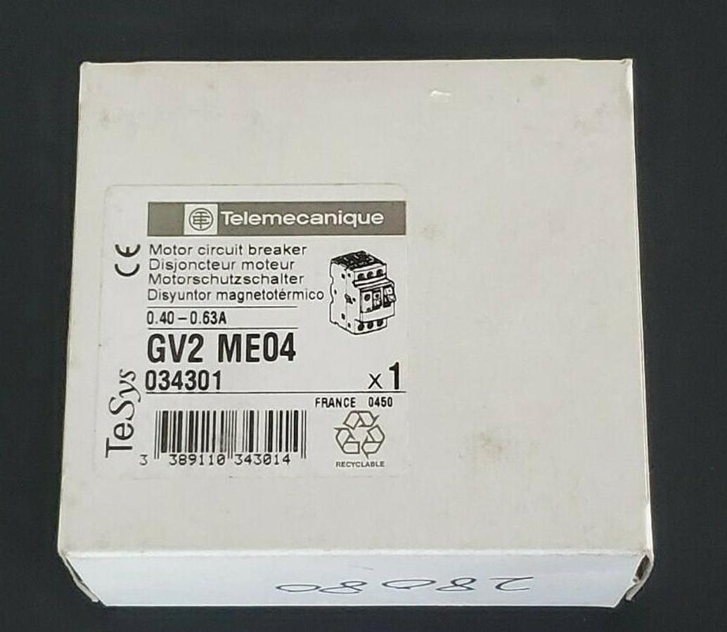 Used F/S TELEMECANIQUE GV2-ME04 MOTOR CIRCUIT BREAKER 0.40-0.63A 034301 GV2ME04
