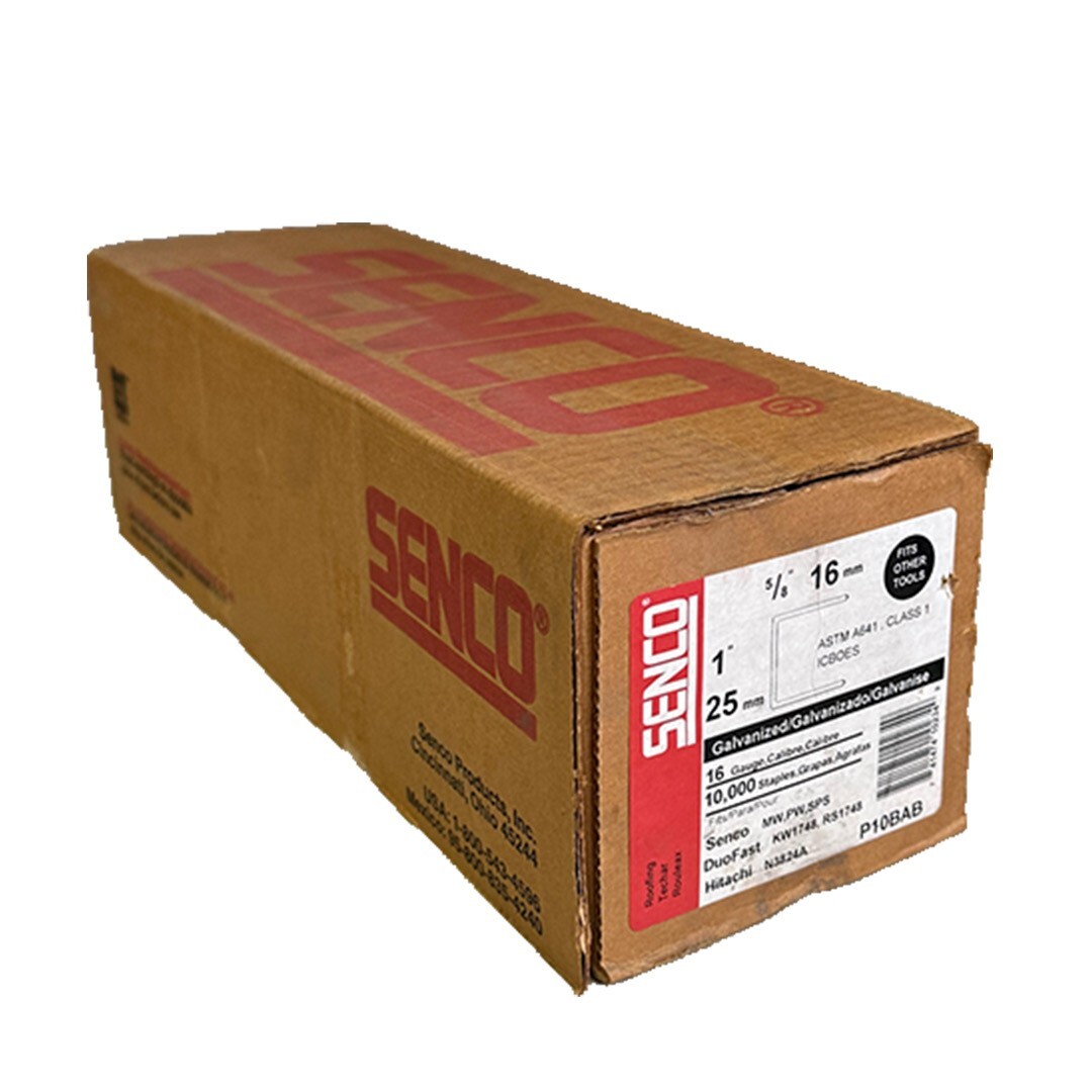 NEW SENCO P10BAB GALVANIZED STAPLES 5/8'' 16 GAUGE BOX OF 10,000