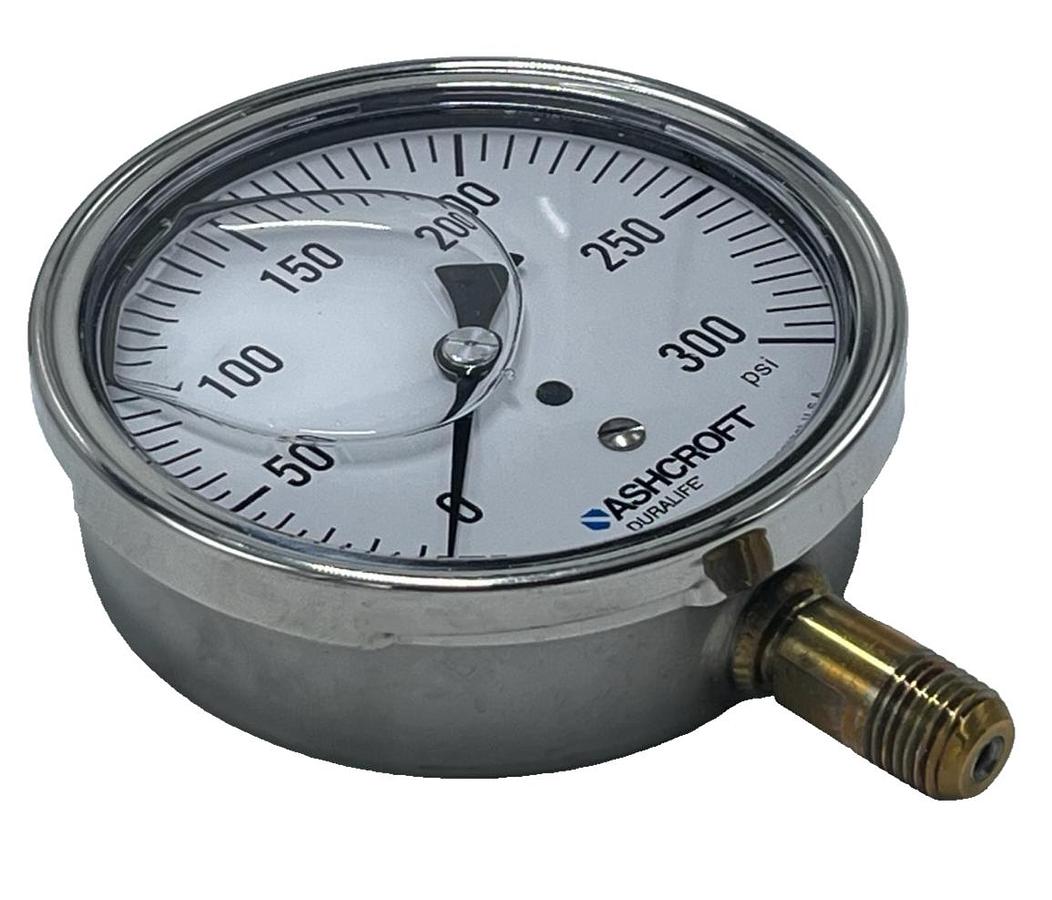 Used Ashcroft 35-1009-AWL-02L-300#-XC4 Duralife Pressure Gauge 3.5" 0-300 PSI Liquid